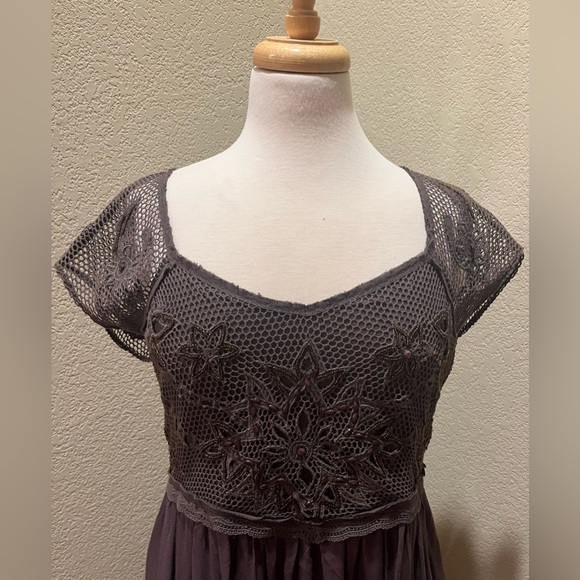 VTG Free People Embellished Lace Beaded Midi Hi Lo Dress S - Picture 2 of 12